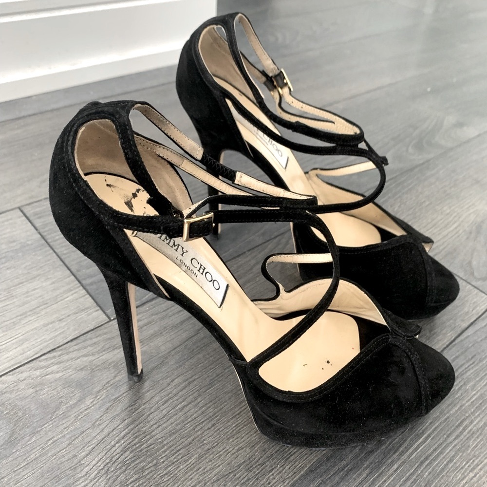 🤩🔥JIMMY CHOO Retro 2000s Fairview Platform Suede Sandal Sz40 - Picture 5 of 10